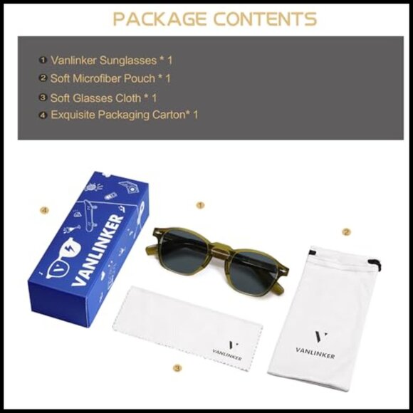 Retro Square Sunglasses Thin Cube Frames UV400 Protection main image 5